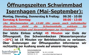 Neue Öffnungszeiten ab Mai 26